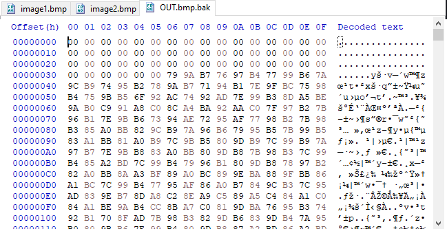 XORed image, Hex