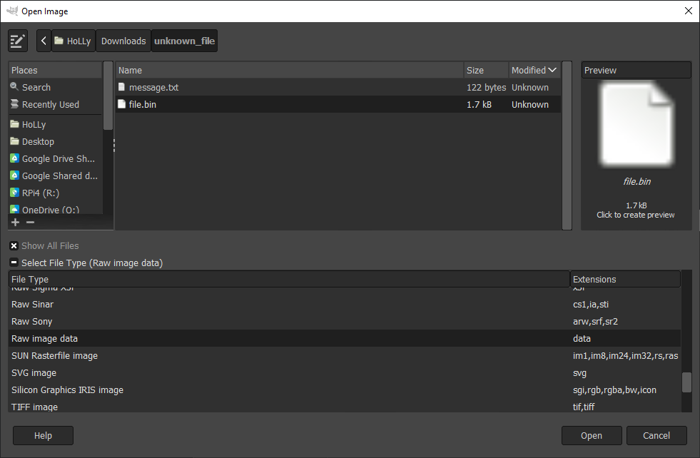 open file dialog
